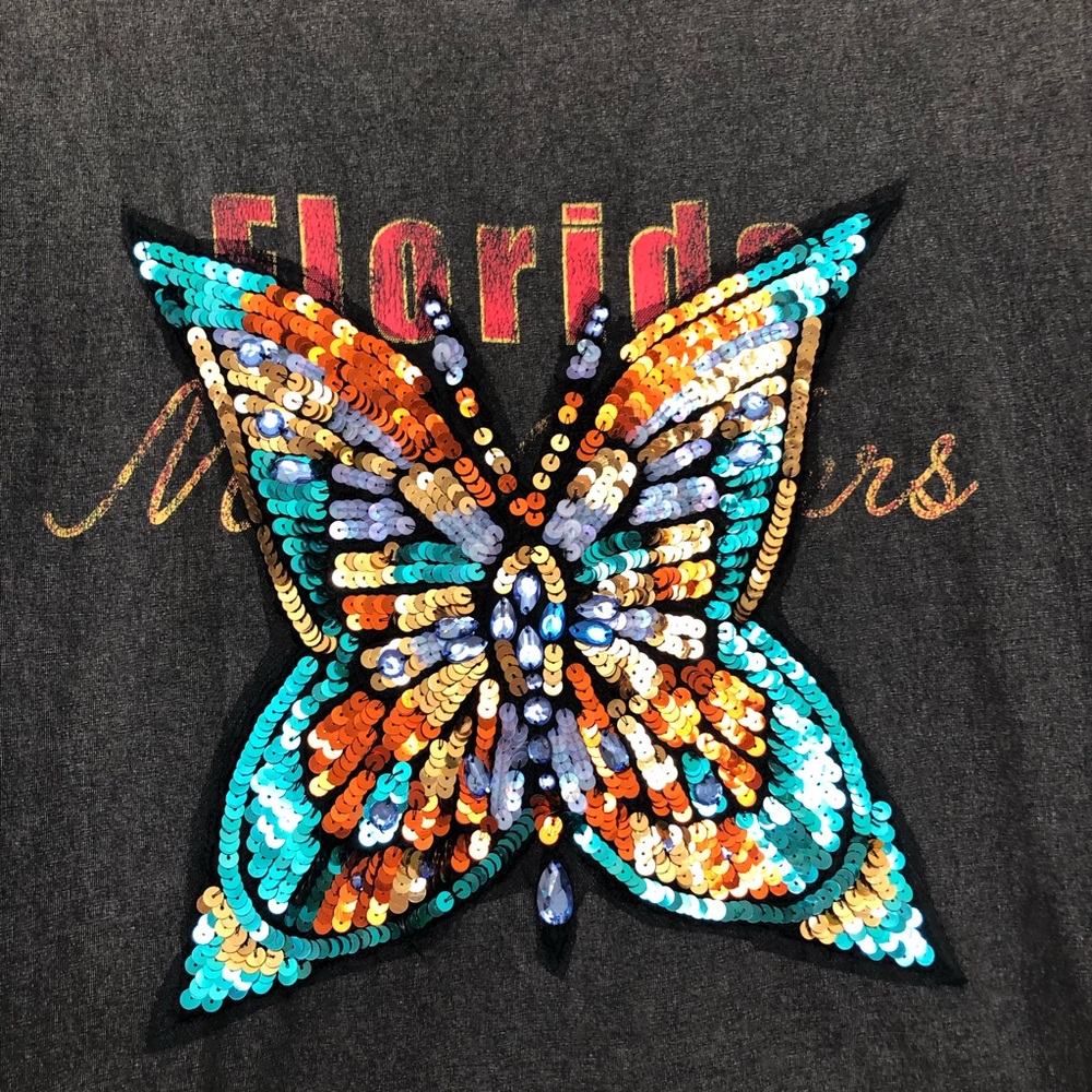 We The Free People Butterfly Valentine Sequin Tee